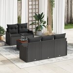 Ensemble canapé de jardin 6 pièces vidaXL avec coussins noir roti acacia