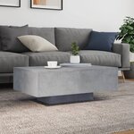 vidaXL Table basse avec lumières LED gris béton 85x55x31 cm