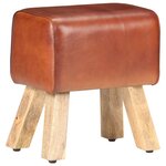 vidaXL Banc saut de cheval 38 cm marron cuir véritable et manguier