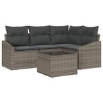vidaXL Ensemble de jardin 4 pièces avec coussins en rotin poly noir
