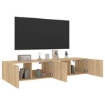 vidaXL Meubles TV muraux lumières LED 2 Pièces chêne sonoma 80x35x31 cm