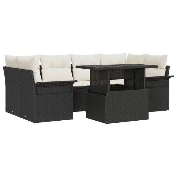 vidaXL Ensemble canapé jardin 7 pièces avec coussins Noir Rattan