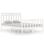 vidaXL Cadre de lit Blanc Bois massif 135x190 cm Double
