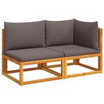 vidaXL Canapé de jardin avec coussins 2 places bois massif d'acacia