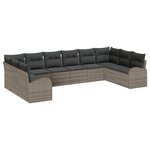 Ensemble de canapés de jardin vidaXL 10 pièces avec coussins gris en rattan synthétique