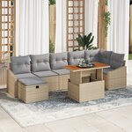 vidaXL Ensemble de canapé de jardin 8 pièces avec coussins beige poly rotin