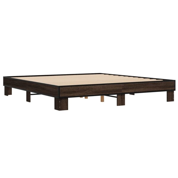 vidaXL Cadre de lit chêne marron 160x200 cm bois d'ingénierie et métal