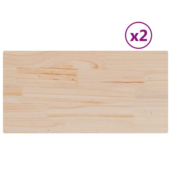 vidaXL Dessus de table 2 Pièces 60x30x2 5cm rectangulaire bois pin massif