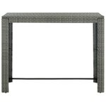 vidaXL Ensemble de bar de jardin 7 Pièces et coussins Résine tressée Gris