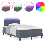 Lit à ressorts vidaXL avec matelas et LED Gris foncé 120x200 cm Velours