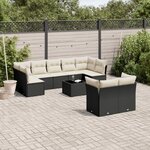 vidaXL Salon de jardin 10 Pièces avec coussins noir résine tressée