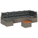 Ensemble de 8 pièces de Canapé de Jardin avec Coussins en Poly Rattan Gris Acacia