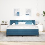 Lit Box Spring vidaXL avec Matelas Bleu Foncé 180x200 cm Velours