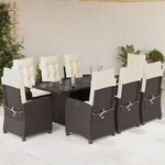 vidaXL Ensemble à manger de jardin et coussins 9 Pièces marron poly rotin