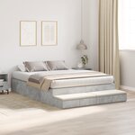 vidaXL Cadre de lit de rangement Gris béton 135x190 cm