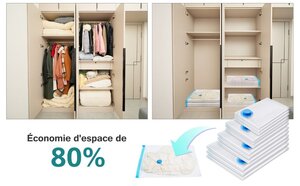 Set de 5 housses de rangement sous vide avec pompe manuelle   Taille M