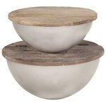 vidaXL Ensemble de 2 tables basses Forme de bol Bois manguier massif