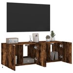 vidaXL Meubles TV muraux et lumières LED 2Pièces chêne fumé 60x35x41 cm