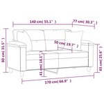 vidaXL Canapé 2 places avec oreillers gris clair 140 cm
