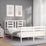 vidaXL Cadre de lit avec tête de lit blanc 120x200 cm bois massif