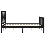 vidaXL Cadre de lit avec tête de lit noir 140x190 cm bois massif