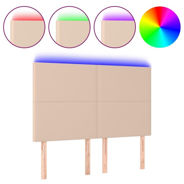 vidaXL Tête de lit à LED Cappuccino 144x5x118/128 cm Similicuir