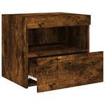 vidaXL Table de chevet avec lumières LED chêne fumé 50x40x45 cm