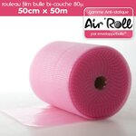 Lot de 20 rouleaux de film bulle d'air largeur 50cm x longueur 50m  - gamme air'roll antistatique