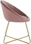 Lot de 2 chaises de cuisine velours et pieds métal rose 19_0000304