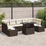 vidaXL Ensemble de canapé de jardin 8 pièces avec coussins Marron en poly rotin