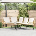 Canapé en L vidaXL Naturel 231x173x78 cm en Poly Rattan