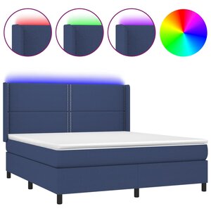 vidaXL Sommier à lattes de lit matelas LED Bleu 180x200 cm Tissu