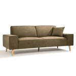 Hexagone - Canapé droit 3 places - Tissu Olive - 216 x 90 x 80 cm - Gustave