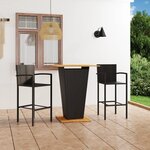 vidaXL Ensemble de bar de jardin 3 Pièces Noir