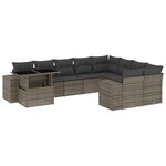 vidaXL Salon de jardin avec coussins 10 Pièces gris résine tressée