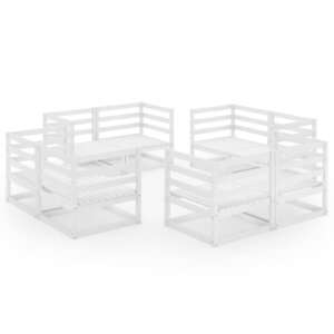 Salon de jardin meuble d'extérieur ensemble de mobilier 8 pièces blanc bois de pin massif 02_0017788