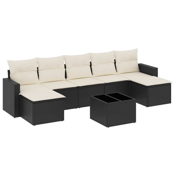 vidaXL Salon de jardin 8 Pièces avec coussins noir résine tressée