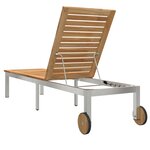 vidaXL Chaise longue avec roues 207x58x35 cm en bois massif acacia et acier inoxydable