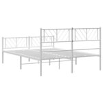 vidaXL Cadre de lit métal sans matelas et pied de lit blanc 140x190 cm