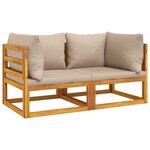 vidaXL Canapés d'angle sectionnels 2 Pièces coussins taupe Bois acacia