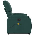 vidaXL Fauteuil inclinable de massage électrique Vert foncé Tissu