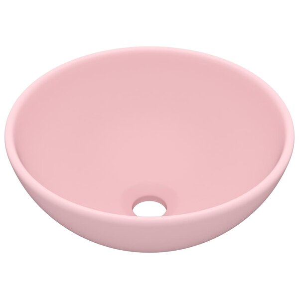 vidaXL Lavabo rond de salle de bain Rose mat 32 5x14 cm Céramique