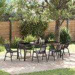 vidaXL Ensemble de jardin de 7 pièces Noir Poly Rattan