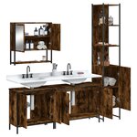 vidaXL Ensemble de meubles de salle de bain 4 Pièces Chêne fumé Bois