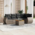 vidaXL Salon de jardin 6 Pièces avec coussins gris résine tressée