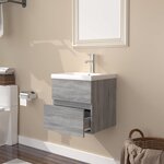 vidaXL Meuble lavabo avec bassin intégré Sonoma gris Bois d'ingénierie