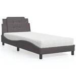 vidaXL Lit avec matelas gris 80x200 cm similicuir