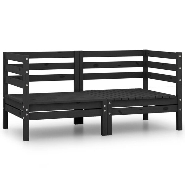 vidaXL Canapés d'angle de jardin 2 Pièces noir bois de pin massif