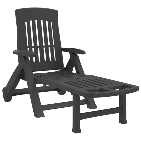 vidaXL Chaise longue pliable avec roues anthracite PP