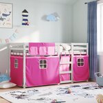 vidaXL Lit superposé avec rideaux rose 80x200 cm bois pin massif